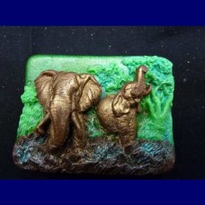 soap..elephant, green and bronze.